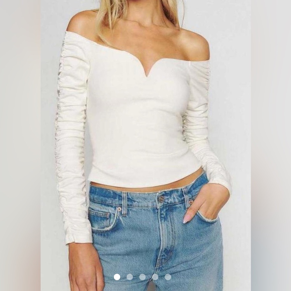 Reformation Aloura Knit Top Ivory size S NWT